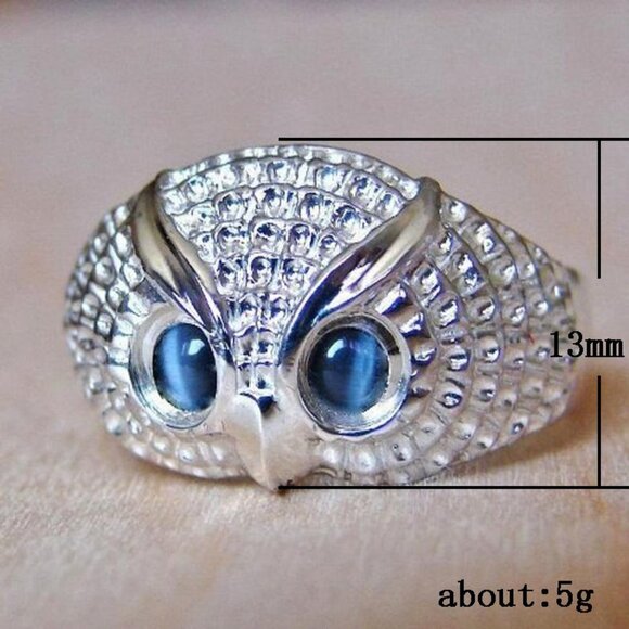 🔥 Adorable Cute Blue Eye Owl Rings for Women/Man, PD198 - Picture 10 of 10